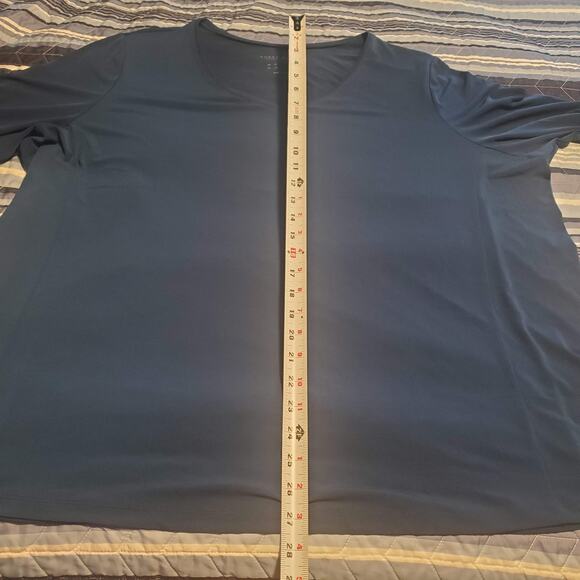 Susan Graver Essentials Size 3X Navy Liquid Knit 3/4 Sleeve V Neck Top Casual - Picture 9 of 9